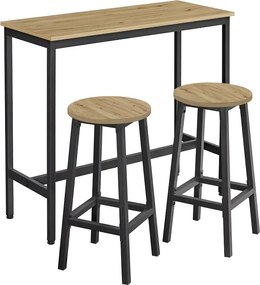 Ipari bárasztal szett 2 db bárszékkel, artisan tölgy (LBT219B88)