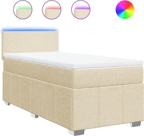 vidaXL krémszínű szövet rugós ágy matraccal 80 x 200 cm