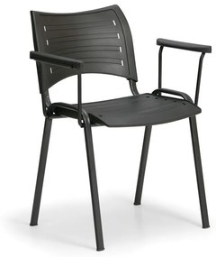 SMART műanyag szék - fekete lábak karfával, fekete