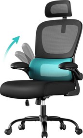 Irodai szék, ergonomikus hálós íróasztalszék, fekete