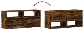 füstös tölgy színű fali TV-szekrény LED-ekkel 100x31x45 cm