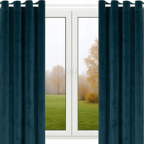 Velúr Függöny Átvezetőkkel 140x160 Türkizkék 2 Db Velúr