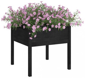 2 db fekete tömör fenyőfa kerti virágtartó 70 x 70 x 70 cm