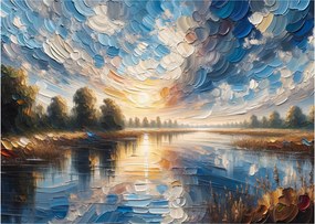 Üveg kép - Napfestmény a víz felett (70x50 cm)