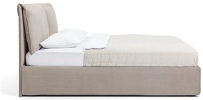 Kárpitozott franciaágy taupe színű, tárolóhellyel, matraccal/ráccsal 180x200 cm Thessa Pillow - Bonami Selection