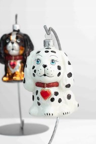 Karácsonyfadísz üvegből Kutya nyakörvvel Fehér