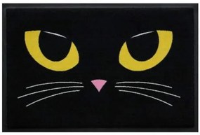 Ünnepi prémium lábtörlő - fekete macska (Válassz méretet: 100*70)