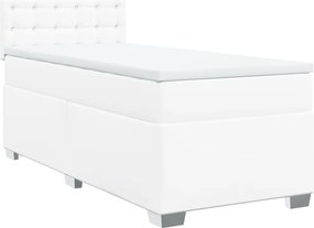 vidaXL fehér műbőr rugós ágy matraccal 90 x 200 cm