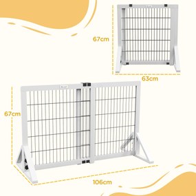 PawHut Kutya Biztonsági Elválasztó, 2-panelos állítható szélességű védőkorlát 63-106L x 44W x 67H cm, lépcsőkhöz, ajtókhoz, folyosókhoz, fenyőfából és