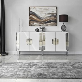 Dubai komód, fehér-ezüst, 180 cm