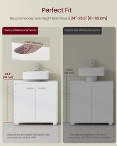 Mosogató alatti fürdőszobai szekrény, 2 rekeszes, felhőfehér