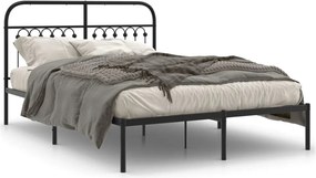 vidaXL fekete fém ágykeret fejtámlával 135 x 190 cm