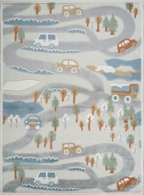 Gyerekszőnyeg 200x300cm ,puha krémszínű utcai minta 3D hatással