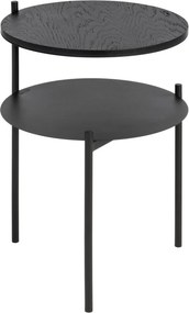 Fekete éjjeliszekrény tölgyfa dekoros asztallappal Tu – noo.ma