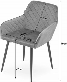 AKCIÓ Fekete bársonyszék NOLA II. minőség