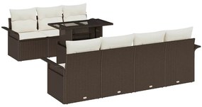 vidaXL Kerti Kanapé Szett párnával tárolóval 8 pcs Barna Poli rattan