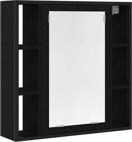 vidaXL fekete tölgyfa fürdőszobai tükrös szekrény 60 x 16 x 60 cm