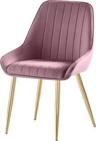 Étkezőszék, rózsaszín Velvet anyag/gold króm-arany, PERLIA