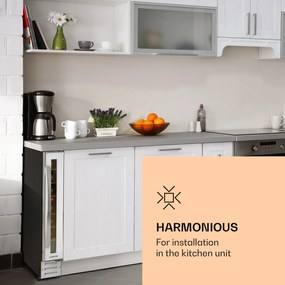 Klarstein Vinovilla 7 built-in Uno Quartz, beépített borhűtő, fehér üveg, rozsdamentes acél