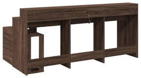 barna tölgy színű szerelt fa íróasztal LED-ekkel 200x104x91 cm