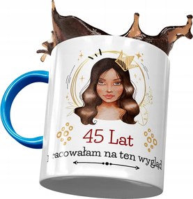 Kék Bögre Születésnapra 45 45-es 45-ös, fényképes Nyomtatással