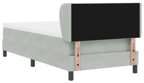 Boxspring Ágy Matraccal Világosszürke 90x200 cm Bársony