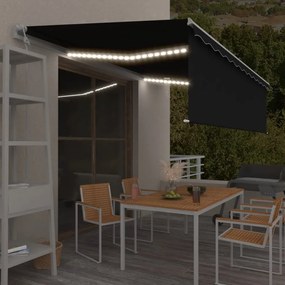 antracitszürke redőnyös, LED-es, szélérzékelős napellenző 5x3 m