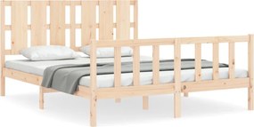 vidaXL tömör fa ágykeret fejtámlával King Size