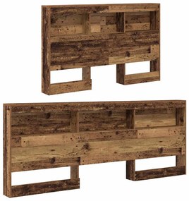 Tároló fejtámla polcokkal fejtámlával Régi fa 120 cm Faanyag