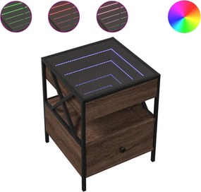 vidaXL barna tölgy végtelen hatású LED-es dohányzóasztal 40x40x51 cm