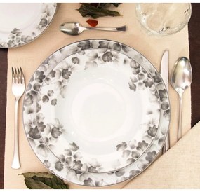Fehér-világosszürke porcelán desszertes tányér készlet 6 db-os ø 19 cm Foliage gray – Villa Altachiara