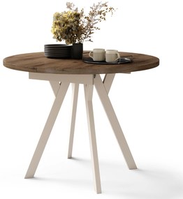 Mazzoni ALDO Elegáns Dió/bézs lábak - BŐVÍTHETŐ KEREK ASZTAL Y ALAKÚ LÁBAKKAL LOFT/IPARI STÍLUSÚ NAPPALIBA/ÉTKEZŐBE