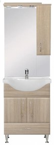 VERTEX Bianca Plus 65 komplett fürdőszobabútor, sonoma tölgy színben, jobbos nyitási irány (Komplett fürdőszoba bútor)