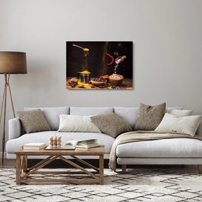 Üveg kép - Fűszerek mozgásban (70x50 cm)