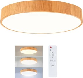 Brilagi - LED dimmelhető mennyezeti lámpatest POOL LED/50W/230V átm. 40 cm fa dekor +távirányító