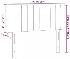 világosszürke bársony LED-es fejtámla 100x5x78/88 cm