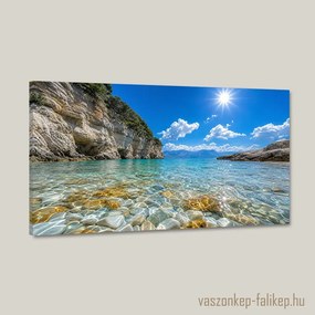 Tengerparti sziklák és kristálytiszta tenger – Falikép 60x34 cm