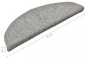15 db világosszürke lépcsőszőnyeg 56 x 17 x 3 cm