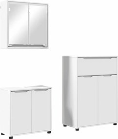 vidaXL Fürdőszoba bútor szett fiókkal polcokkal 3 pcs Fehér Faanyag
