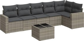vidaXL 7 részes szürke polyrattan kerti ülőgarnitúra párnákkal