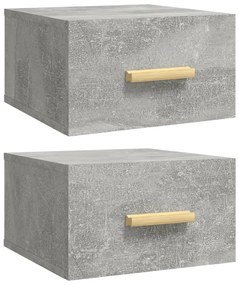 2 db betonszürke falra szerelhető éjjeliszekrény 35x35x20 cm