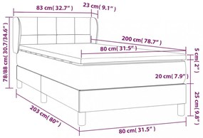 fekete szövet rugós ágy matraccal 80 x 200 cm