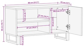 TV Szekrény - 80x31.5x46 cm Tömör Mangó és Mérnöki Fa