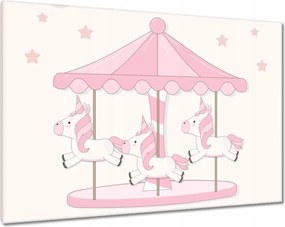 Vászonkép 100x70 Rózsaszín unikornisok a körhintán