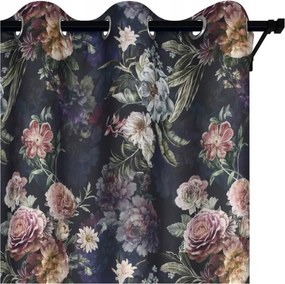 Függöny Készre Szerelve 140x250 Sötét Virágos Levelek Függöny