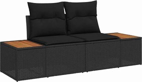 vidaXL Kerti kanapé Fekete 184 x 62 x 85cm polirattan