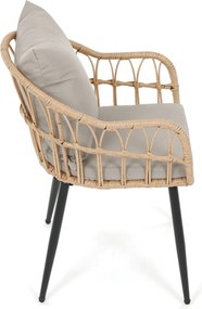 Kerti szék, fém, polyrattan, bézs, AZ-F1406 NAT