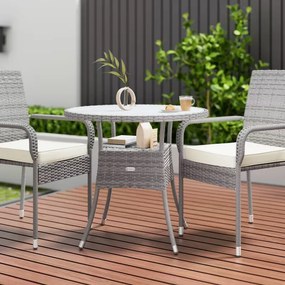 Deuba Rattan asztal Ø80 cm - szürke