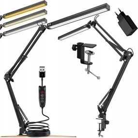 Fényerőszabályozható LED csipeszes asztali lámpa LED/10W/5V 3000/4000/6000K fekete