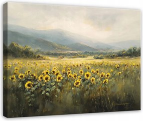 Vászonkép falikép napraforgó sárga zöld 100 x 75